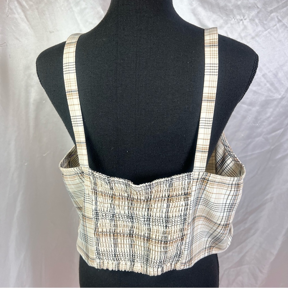 BP Cream Plaid Sleeveless Cropped Tank – Preppy Y2K 1X - Picture 4 of 7